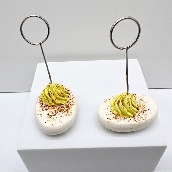 Deviled Egg Place Card Holders – Set of 2 | Handmade Polymer Clay Table Decor - Picture 14 of 16